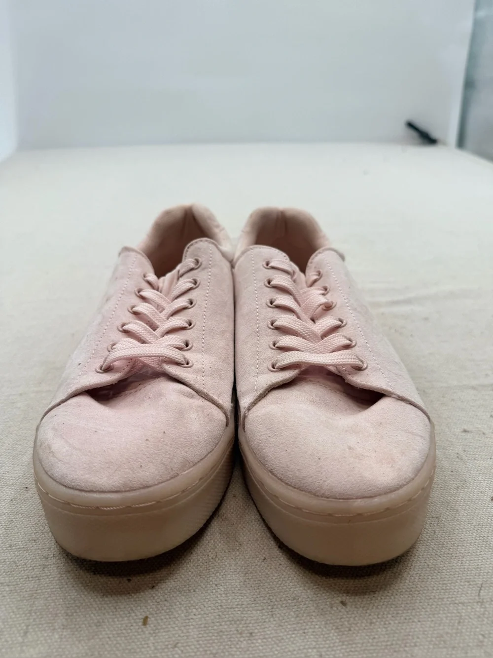 H&M Women's Light Pink Canvas Lace-Up Sneakers